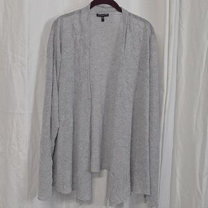 Eileen Fisher 2X 18/20 Neutral Metallic Silver Light Gray Open Drape Cardigan